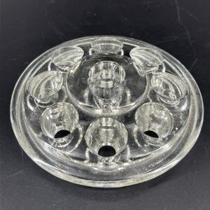 Vintage Clear Glass Flower Frog With 9 Holes